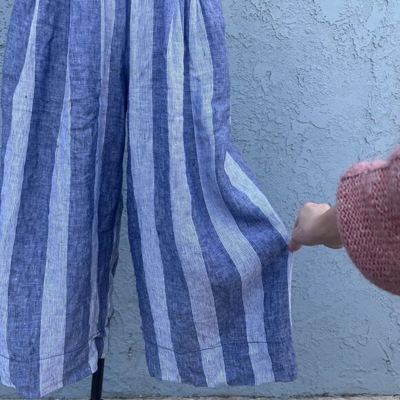 Gap Womens Linen Wide Leg Pants Size Small Striped Nautical culottes - Picture 5 of 14